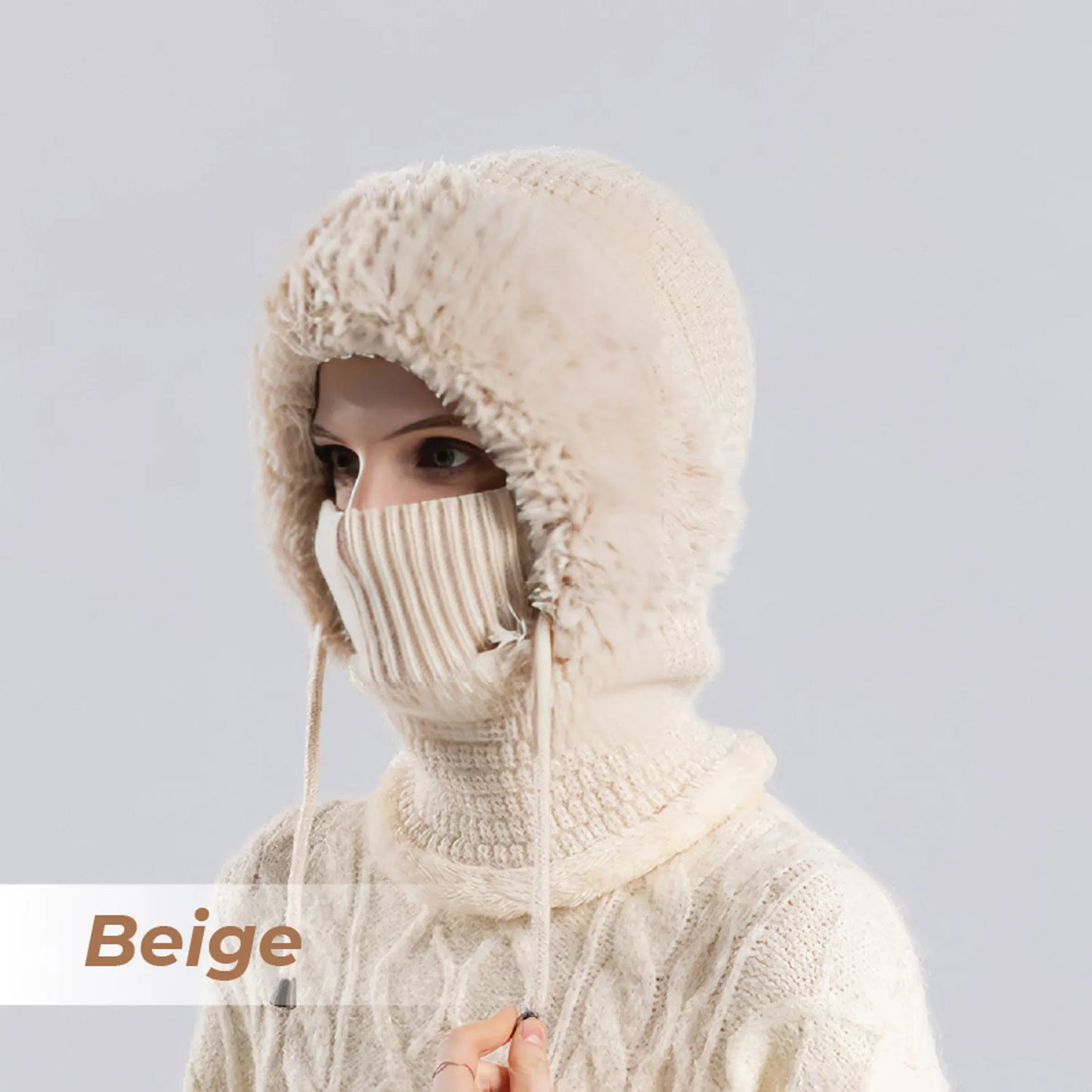 🎄Christmas Sale 50% OFF⛄️ Women’s Thermal Knit Hood – Fleece-Lined Winter Hat, Neck Warmer & Face Cover Combo