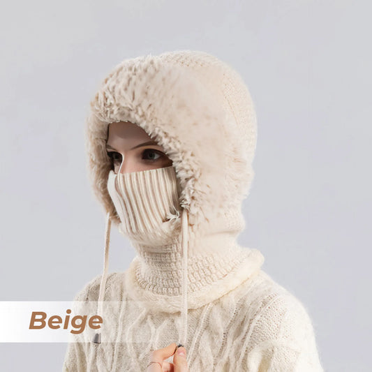 🎄Christmas Sale 50% OFF⛄️ Women’s Thermal Knit Hood – Fleece-Lined Winter Hat, Neck Warmer & Face Cover Combo