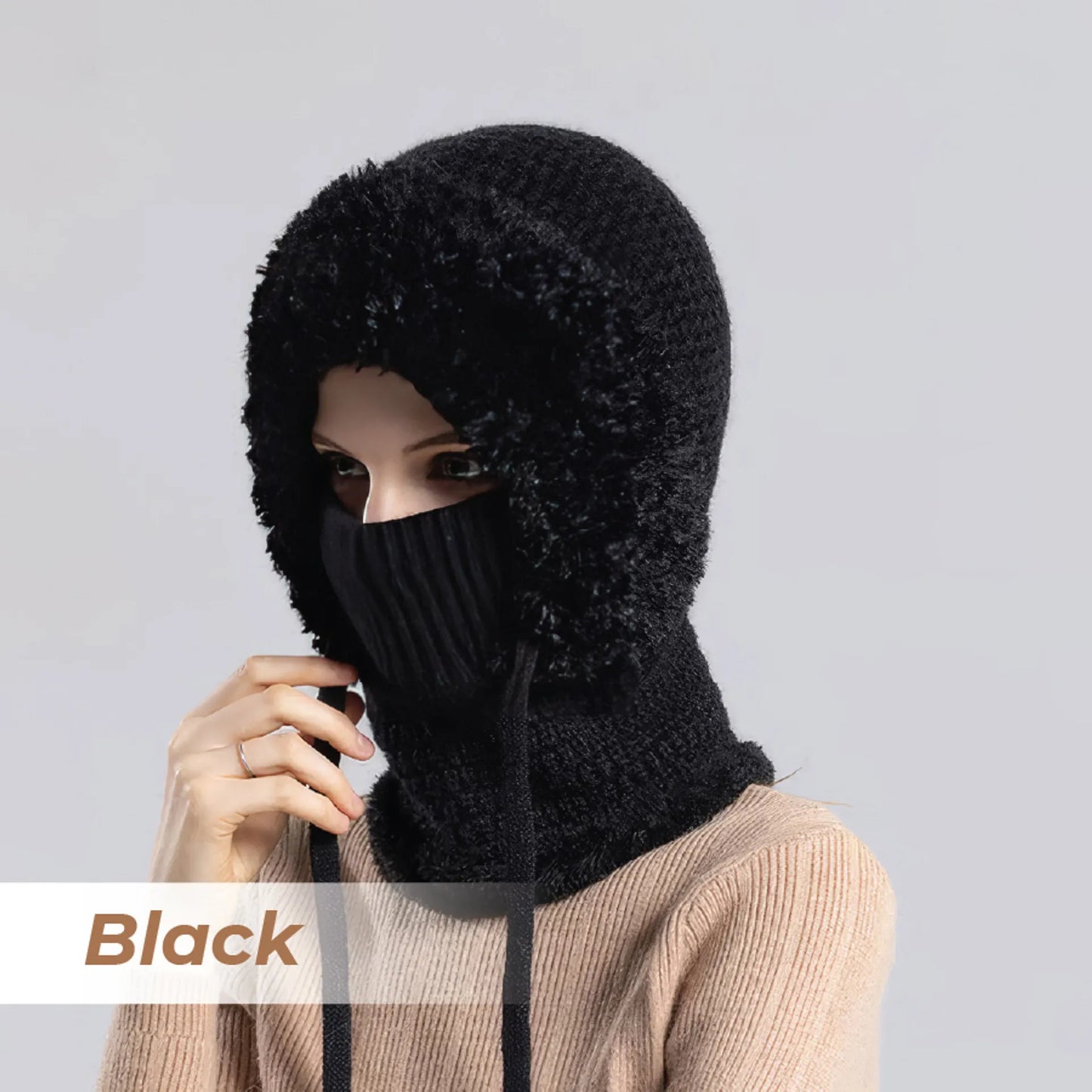 🎄Christmas Sale 50% OFF⛄️ Women’s Thermal Knit Hood – Fleece-Lined Winter Hat, Neck Warmer & Face Cover Combo