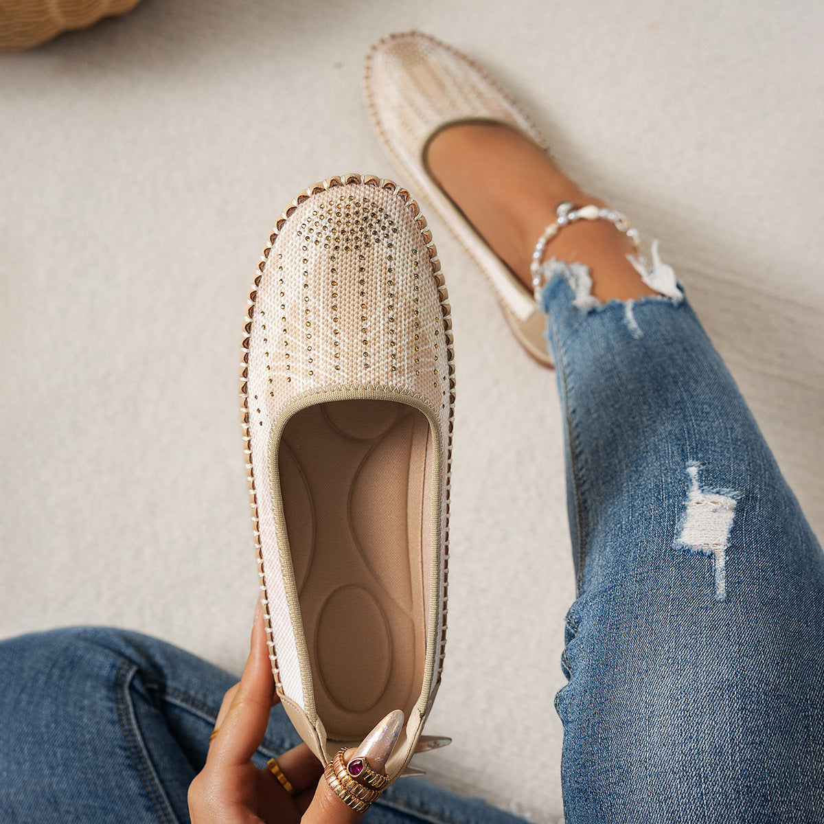 🔥Last Day 50% OFF🔥 Solid Color Flat Shoes, Lightweight, Anti-Slip, Breathable, Orthopedic, Casual, Plain Toe For Women