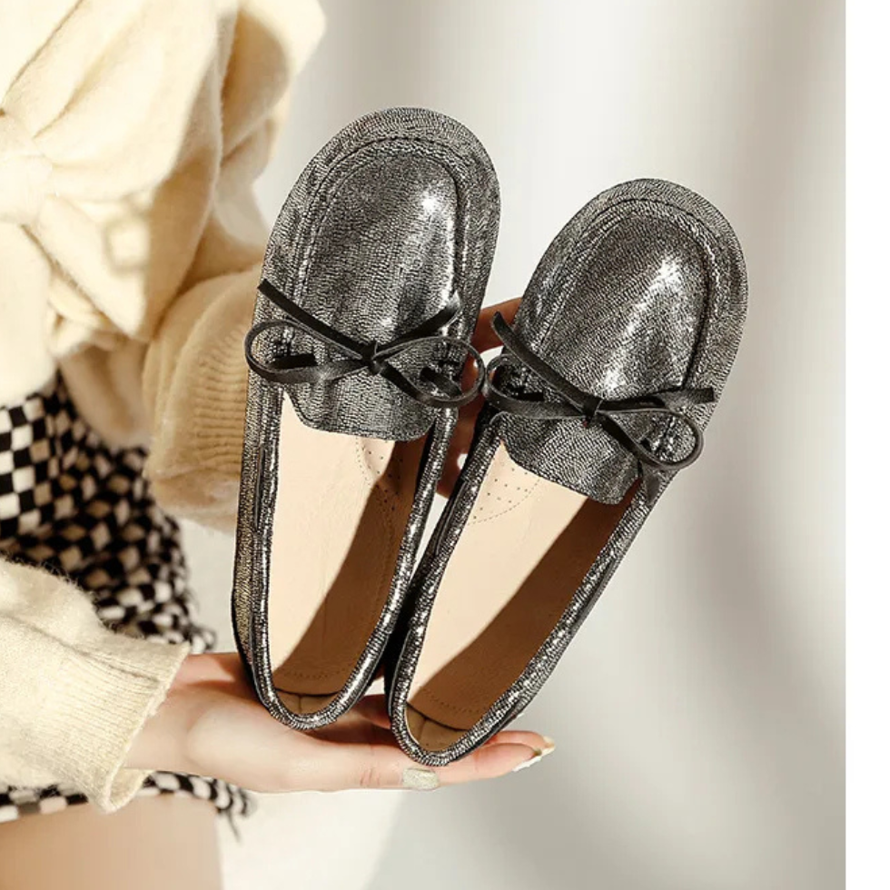 2025 Women’s Genuine Leather Flat Shoes – Casual Slip-On Loafers, Soft Moccasins for Daily Wear & Driving