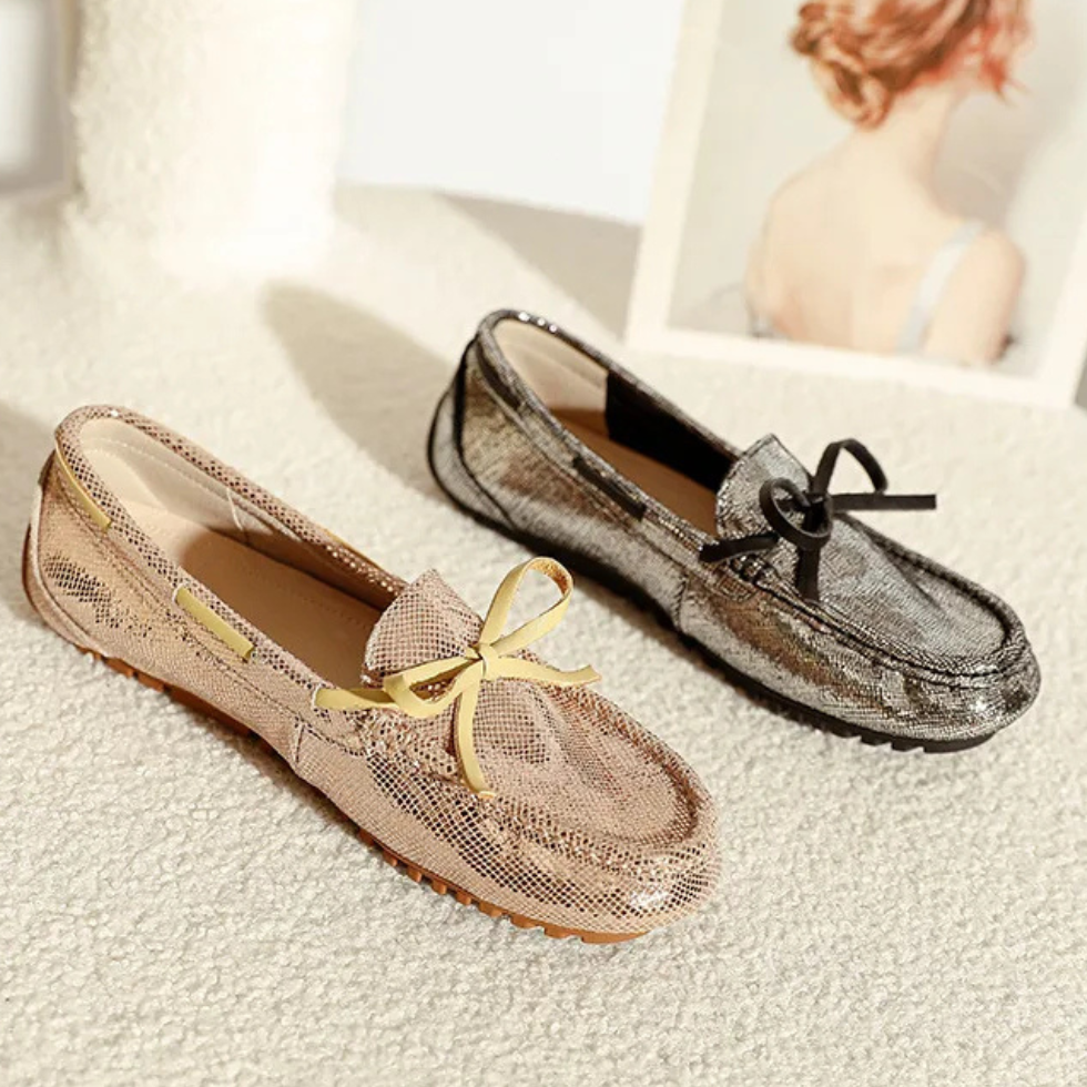2025 Women’s Genuine Leather Flat Shoes – Casual Slip-On Loafers, Soft Moccasins for Daily Wear & Driving
