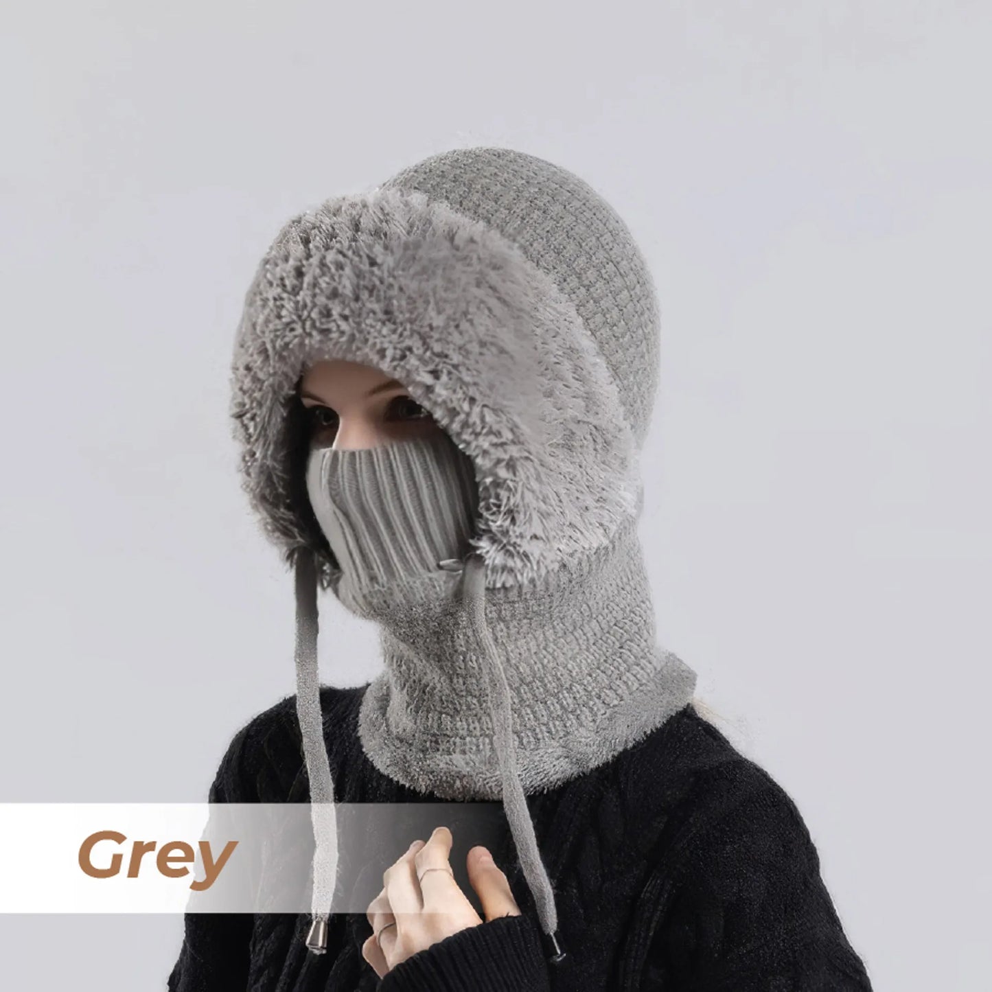 🎄Christmas Sale 50% OFF⛄️ Women’s Thermal Knit Hood – Fleece-Lined Winter Hat, Neck Warmer & Face Cover Combo