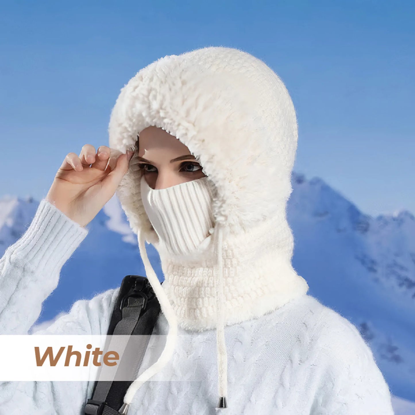 🎄Christmas Sale 50% OFF⛄️ Women’s Thermal Knit Hood – Fleece-Lined Winter Hat, Neck Warmer & Face Cover Combo