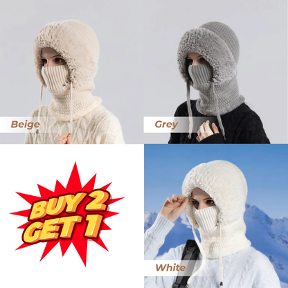 🎄Christmas Sale 50% OFF⛄️ Women’s Thermal Knit Hood – Fleece-Lined Winter Hat, Neck Warmer & Face Cover Combo