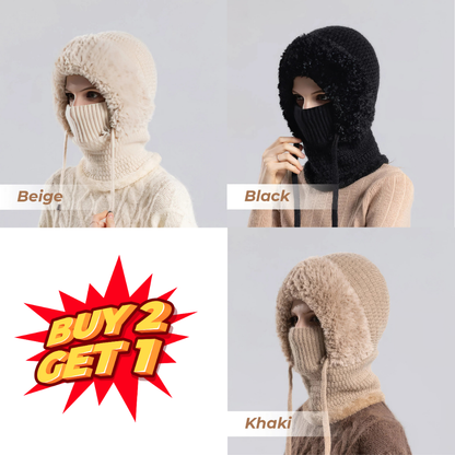 🎄Christmas Sale 50% OFF⛄️ Women’s Thermal Knit Hood – Fleece-Lined Winter Hat, Neck Warmer & Face Cover Combo