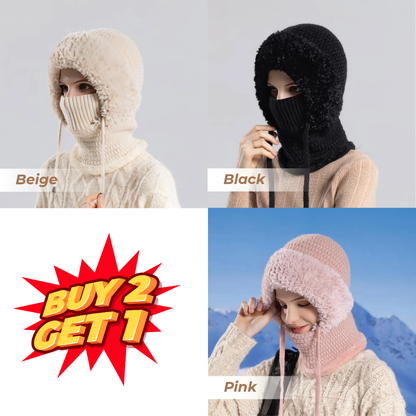 🎄Christmas Sale 50% OFF⛄️ Women’s Thermal Knit Hood – Fleece-Lined Winter Hat, Neck Warmer & Face Cover Combo