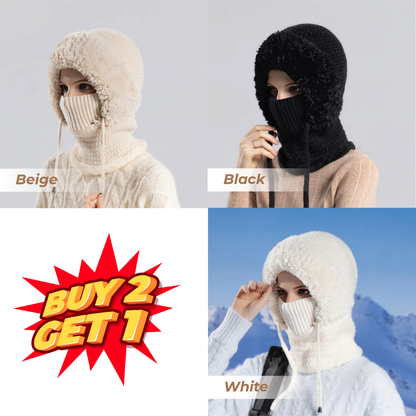 🎄Christmas Sale 50% OFF⛄️ Women’s Thermal Knit Hood – Fleece-Lined Winter Hat, Neck Warmer & Face Cover Combo