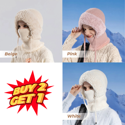 🎄Christmas Sale 50% OFF⛄️ Women’s Thermal Knit Hood – Fleece-Lined Winter Hat, Neck Warmer & Face Cover Combo