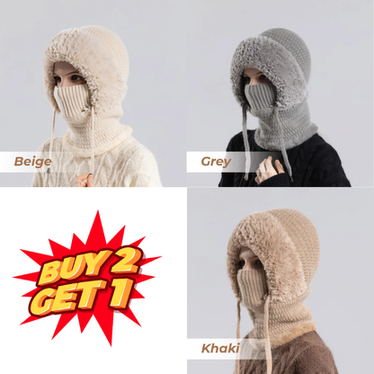 🎄Christmas Sale 50% OFF⛄️ Women’s Thermal Knit Hood – Fleece-Lined Winter Hat, Neck Warmer & Face Cover Combo