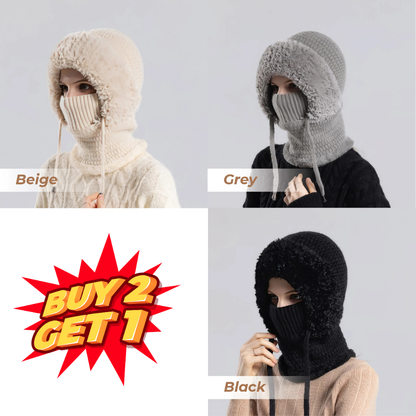 🎄Christmas Sale 50% OFF⛄️ Women’s Thermal Knit Hood – Fleece-Lined Winter Hat, Neck Warmer & Face Cover Combo